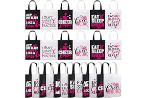 Buryeah 24 Pcs Cheer Bag Cheerleaders Bulk Cheerleading Gift Goodie Snack Treat Bag Non Woven Eat Sleep Cheer Bag for Girls
