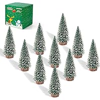10PCS 4inch Mini Snow Frost Trees Mini Christmas Tree Plastic Winter Snow Ornaments Tabletop Trees for Holiday Party DIY Room