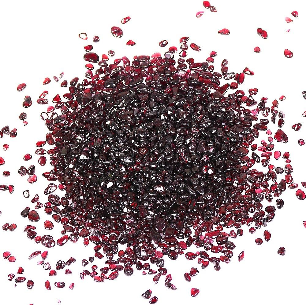 XKA 3-5mm Home Decor Rose Red Garnet Tumbled Stones Small Chips Healing Gem Reiki Crystal Stones Pieces1pound(About 460 Gram) (Garnet)