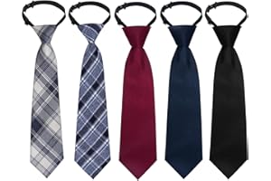 Sucrain 5pcs Boy's Necktie Pre-tied Adjustable Neck Strap Tie for Wedding Graduation School Uniforms