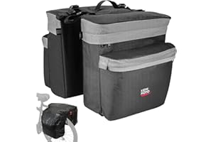 KEMIMOTO Bike Bag Panniers with Rain Cover, 34L Waterproof Bicycle Saddle Bag for Rear Rack Mountain Biking Bags Storage, Ebi