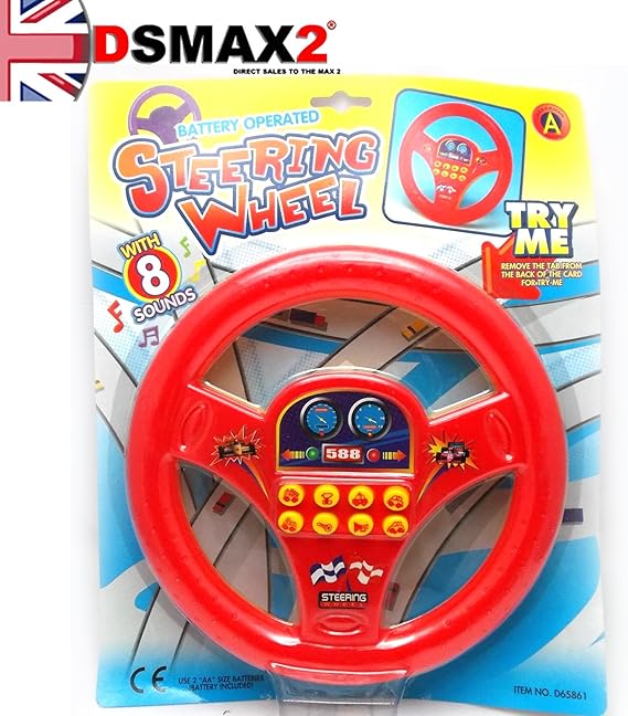 Steering Wheel With 8 Sound Buttons ROLE PLAY Childrens Toy Plastic
