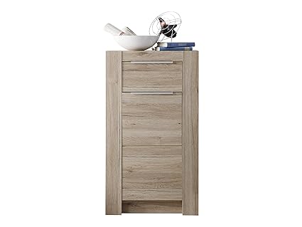 trendteam Wohnzimmer Kommode Schrank Cougar, 58 x 104 x 40 cm in Eiche San Remo Hell Dekor mit viel Stauraum