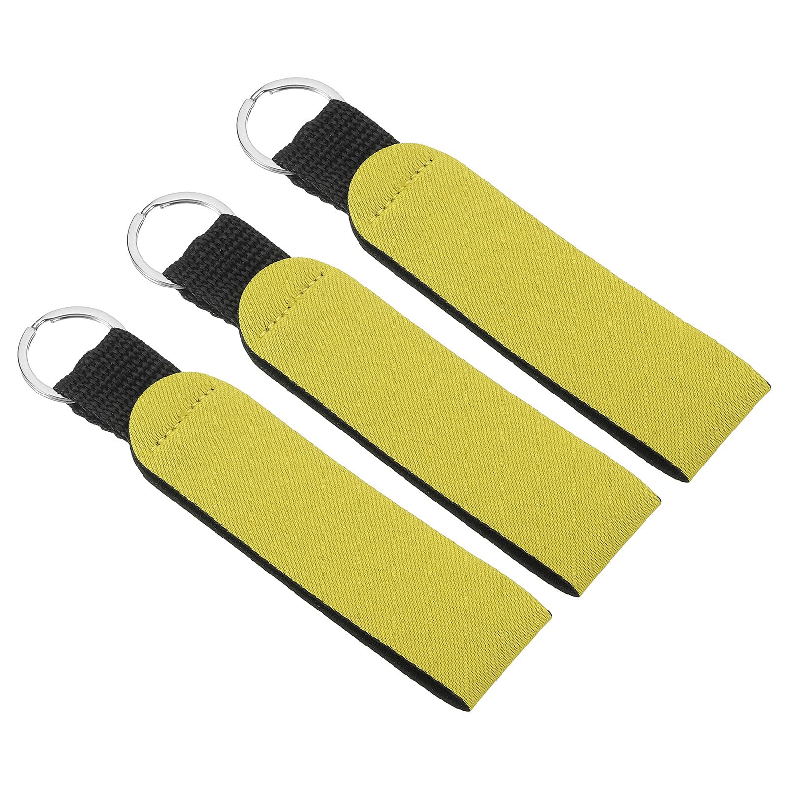 PATIKIL Floating Neoprene Keychain, 3 Pcs Waterproof Buoyant Key Ring Sublimation Float Keychain for Outdoor Water Sports, Yellow