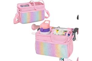 GRAOSO Kids Bike Basket Front, Scooter Bag, Cute Bicycle Accessories with Insulated Cup Holder for Boys Girls Children, Fit Most Handlebar, Tricycle, with Detachable Shoulder Strap