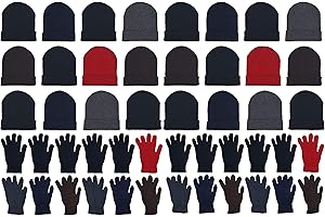 WINTERLACE 48x Winter Beanies & Gloves Combo Pack, Bulk Pack for Men Women, Warm Cozy Gift