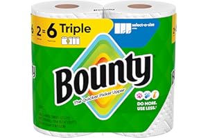 Bounty Select-A-Size Paper Towels, White, 2 Triple Rolls = 6 Regular Rolls