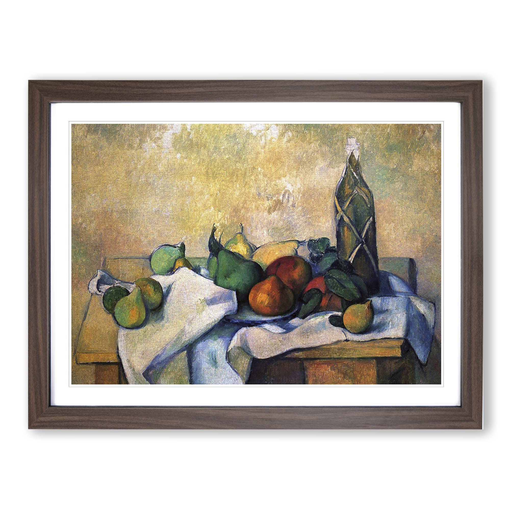 Paul Cezanne Still Life No.5 Classic Painting Framed Wall Art Print, Ready to Hang Picture for Living Room Bedroom Home Office Décor, Walnut A4 (34 x 25 cm)