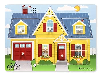 Melissa and Doug Around The House Sound Puzzle (Wooden Peg Puzzle, 8 Pieces)