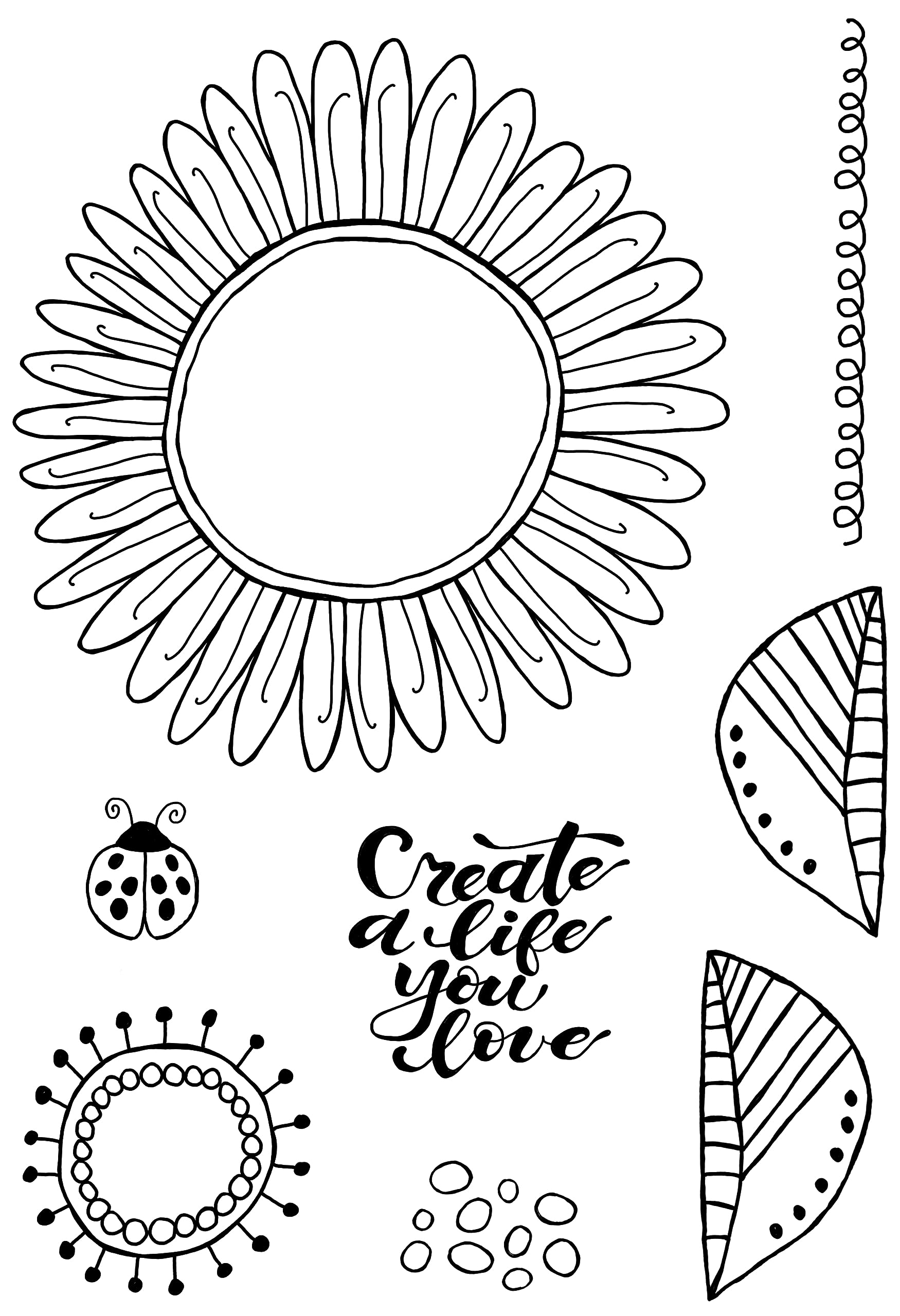 Woodware Jane Gill-Petal Doodles Stamp set-Live Life, 4 x 6 inches