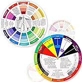 Outus 2 Pcs Creative Color Wheel,5.5 Inch/ 14 Cm | Paint Mixing Learning Guide,Art Class Teaching Tool,Color Wheels for Artist,Makeup Blending Board,Chart Colours Mixed Guides