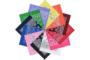 MissShorthair Novelty Cotton Bandana Paisley Headband - Large Cowboy Bandanas for Men & Women Gift Handkerchiefs