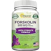 aSquared Nutrition Forskolin 500mg Max Strength-180 Capsules,Forskolin Supplement for Pure Weight Loss Fuel, Coleus Forskohlii Root - Forskolin Diet Pills, Belly Buster Fat Burner 2X Slim Trim Lose