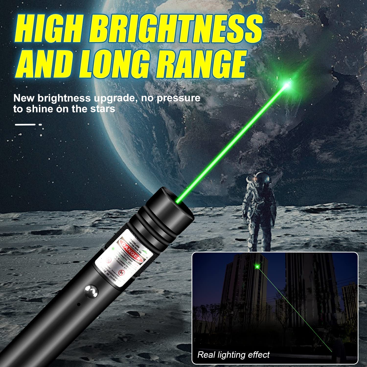 Long Range Laser Pointer 10000 Feet Visible Beam,USB Rechargeable Green Laser Pointer High Power for Presentations