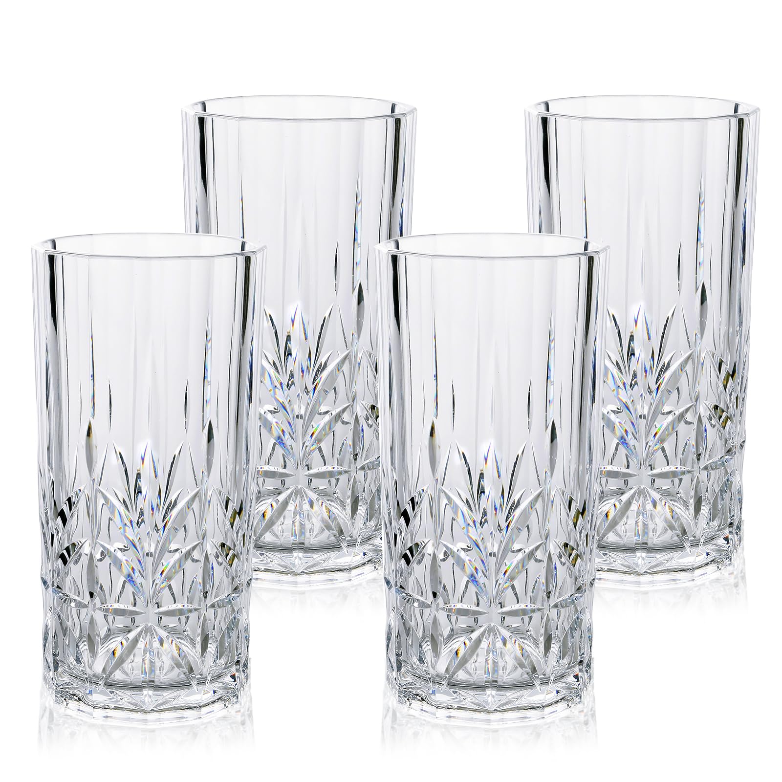 BELLAFORTE Shatterproof Tritan Plastic Tall Tumbler, Set of 4, 532ml - Myrtle Beach Drinking Glasses - Unbreakable Plastic Glasses for Indoor & Outdoor Use - BPA Free - Clear