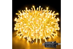 Ollny Christmas Lights Outdoor 200LED 60FT, Warm White Connectable Plug in Fairy Light Indoor, 8 Modes Waterproof Timer Plug in LED String Lights for House Outside Bedroom Patio Balcony
