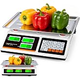 Atogou 1g/ 88lb Price Computing Scale, Commercial Food Kitchen Scale | Dual-Sided Display, Preset Price Keys, Plug-in or Rechargeable, for Produce, Farmers Markets, Meat Weighing (Not for Trade)