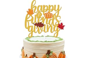 YOYMARR Happy Friends Giving Cake Topper Autumn Fall Leaves Mantle Pumpkin Thanksgiving Day Festival Theme for Thankful Blessed Grateful/Give Thanks/Happy Thanks Giving Party Supplies