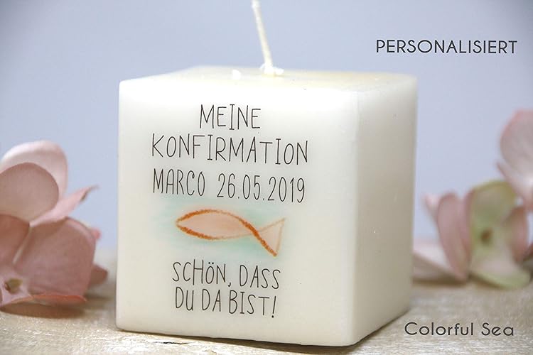 Gastgeschenk -Geschenke für Gäste - Dankesagung - zur Kommunion, Konfirmation, Firmung, Taufe KERZE Personalisiert