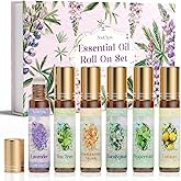 SoulOrigin Essential Oil Roll On Set, Natural Aromatherapy Oils with Portable Roller Ball for Skin Care- Tea Tree, Frankincense & Myrrh, Lavender, Peppermint, Eucalyptus, Lemon - Gifts for Women & Men