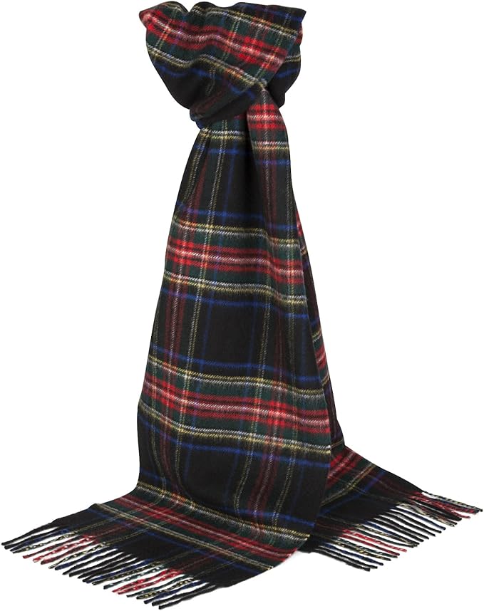 Johnstons of Elgin Pure Cashmere Scarves Scottish Tartan (Black