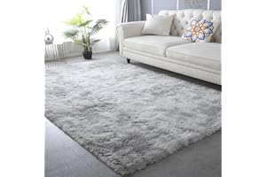 CAIYUECS Shag Area Rug,Indoor Ultra Soft Fluffy Plush Rugs for Bedroom Living Room, Non-Skid Modern Nursery Faux Fur Rugs for Kids Room Home Decor (Tie-Dyed Light Gray, 4x6 Feet)