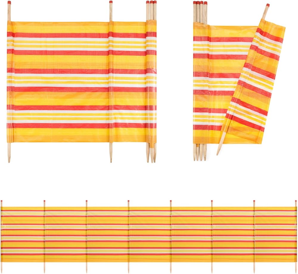 Yello Beach & Camping Windbreak 8 Pole Sun Shelter 150 x 462 cm Orange Stripe