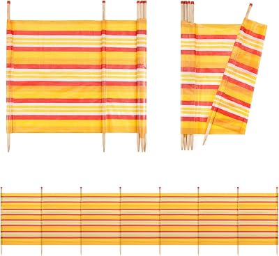 Yello Beach & Camping Windbreak 8 Pole Sun Shelter 150 x 462 cm Orange Stripe