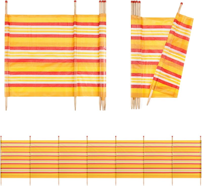 Yello Beach & Camping Windbreak 8 Pole Sun Shelter 150 x 462 cm Orange Stripe