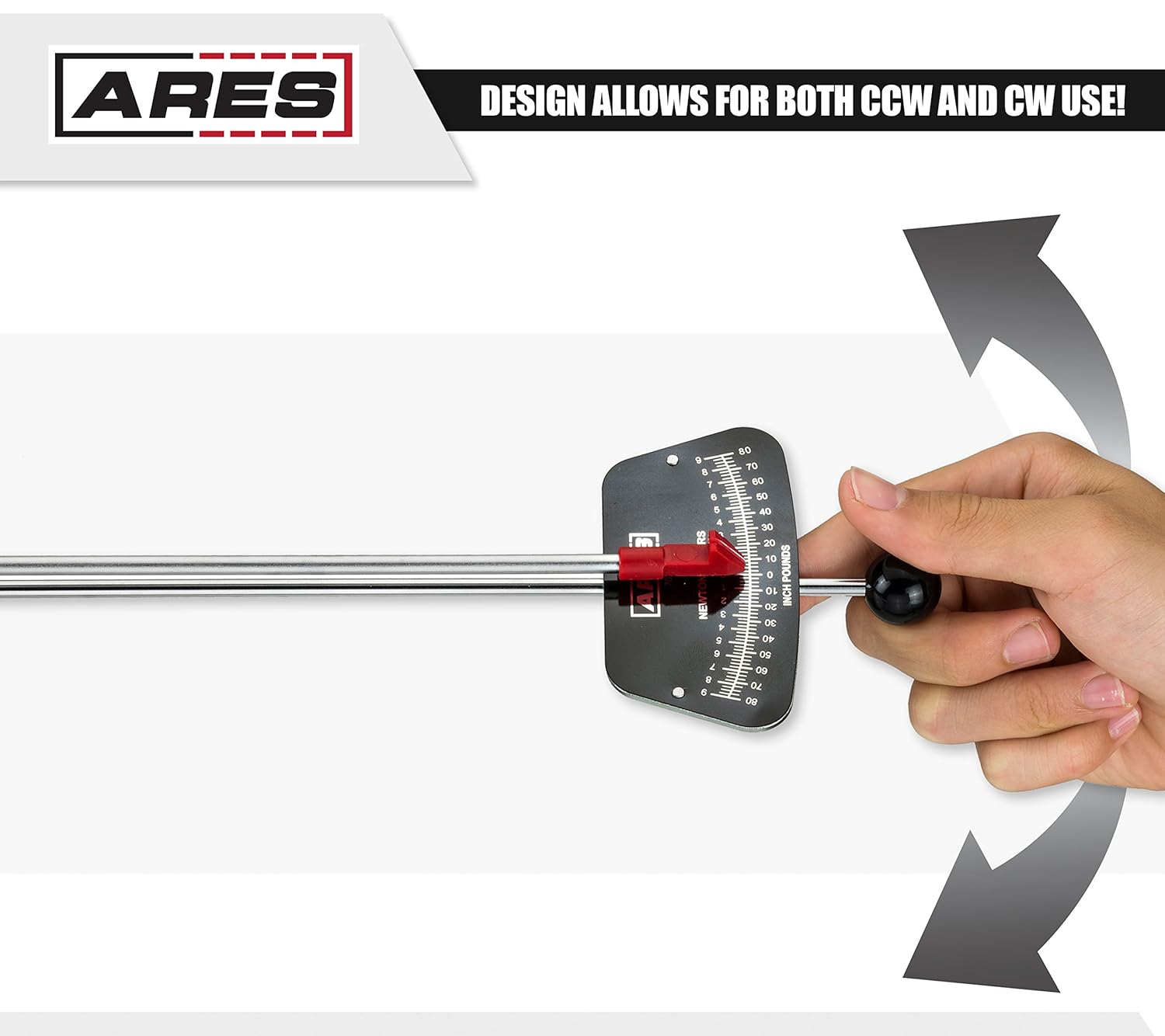 ARES 70214 0800 inch/lb and 090 Newton Meter Torque Wrench 3/8inch Drive Beam Torque Wrench