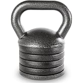 Apex 20 lb Adjustable Kettlebell Handle Loads to 50 lbs 1 Inch Plates Only | Turn Your Own Standard Weights Into One Kettlebell Weights Sold Separately