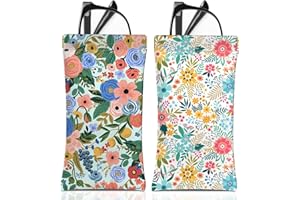 BHAHB 2 PCS Glasses Eyeglass Sunglasses Case Pouch Soft PU Leather Cute Aesthetic with Cleaning Cloth for Unisex Women Girls