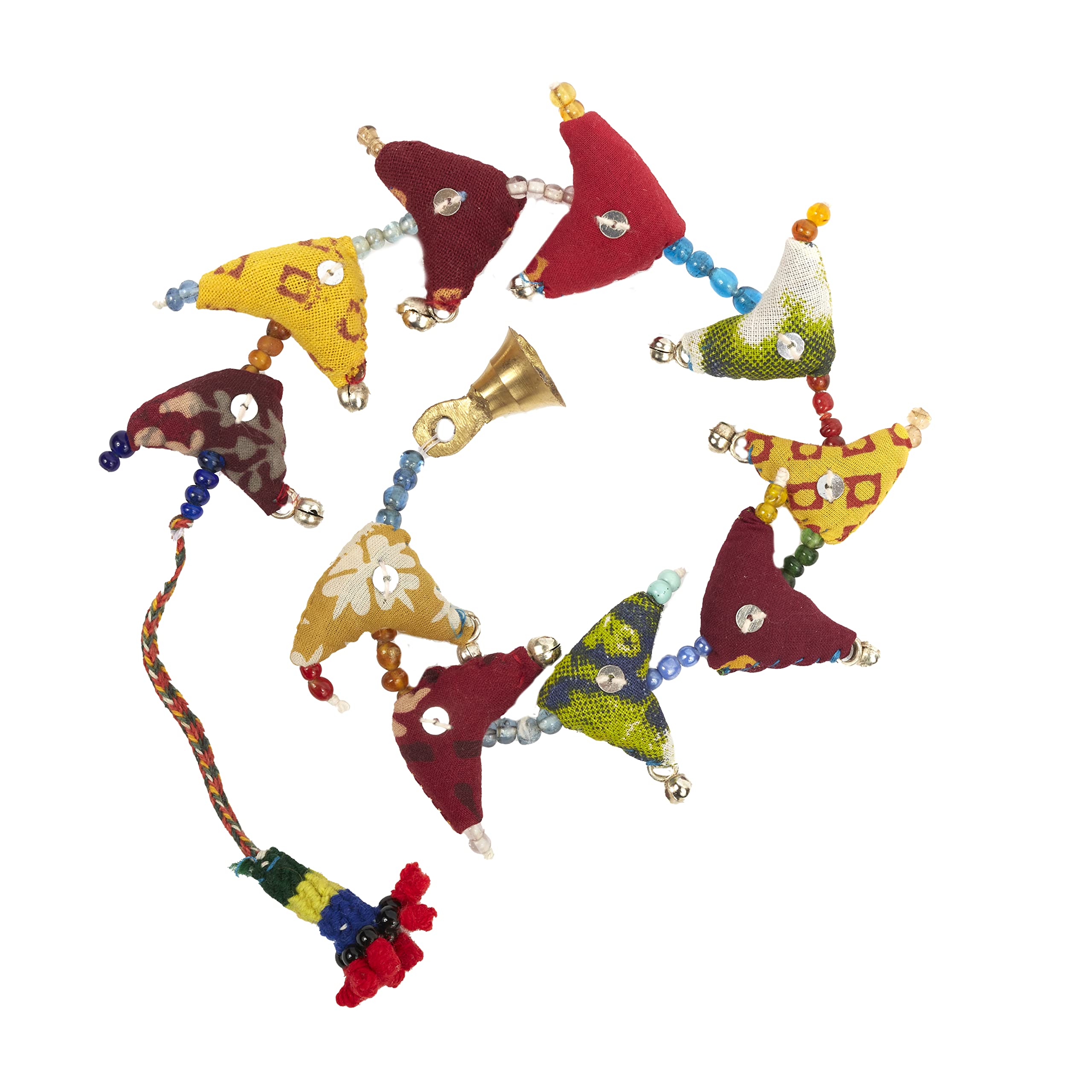 Paper High 10-Bird Bell Tota | Traditional Indian Hanging Decoration | Handmade | Recycled Fabric | Bedroom Decorations | Home Décor