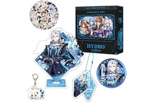 Mankerans Keychain Gift Box Set for Honkai: Star Rail&Genshin Impact, Include Stickers, Keychain, Badge, Acrylic Stand Figure