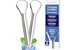 ORAVIX Tongue Scraper (Pack of 2), Tongue Scraper for Bad Breath, Tongue Cleaners Stainless Steel, Metal Tongue Scraper, Tong