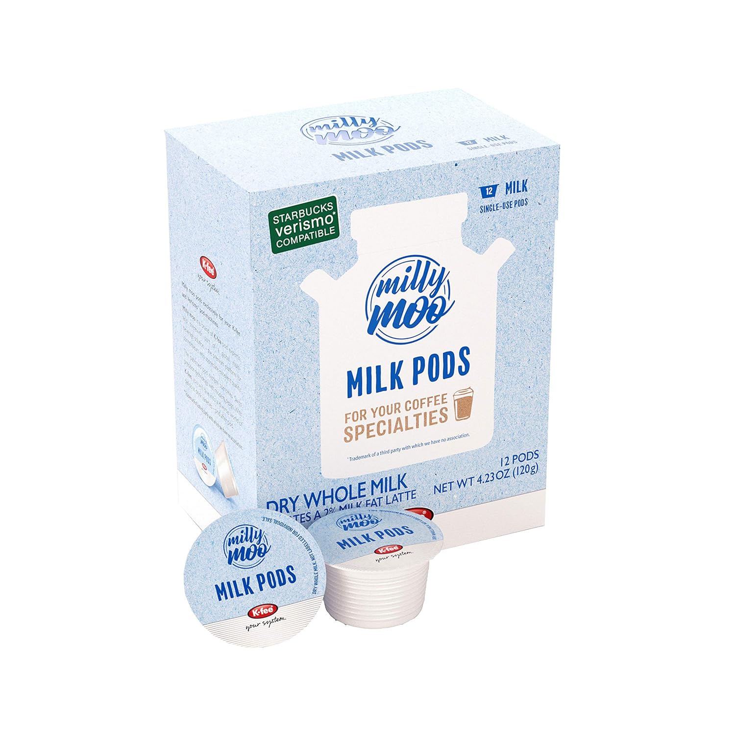 Milly Moo Verismo Compatible Single Serve Dry Milk Pods 12 Count (1 box