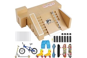 DaCool Skate Park Kit 16Pcs Fingerboard Ramp Decks Finger Skateboards Swing Board Mini Finger Toys Bikes Skates Scooter Multiple Skate Park Model for Finger Skateboard Training Educational and Fun