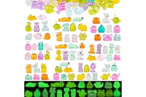 GALAOMA 120pcs Multicolor Mini Resin Animals Luminous Tiny Ducks Figures for Micro Fairy Garden Accessories Micro Landscape Ornaments DIY Mini Outdoor Decor Dinosaur Rabbit Flamingo Owls Ocean Creature