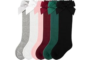 CozyWay Baby Girls Knee High Socks with Bow Long Stockings Infants Toddlers Ruffled Socks School Uniform Leggings