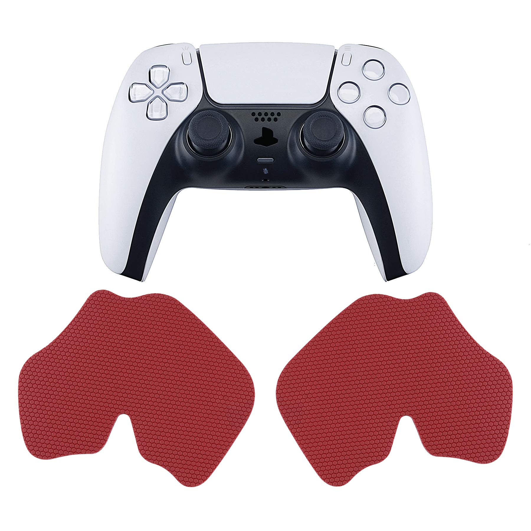 eXtremeRate PlayVital Red Anti-Skid Sweat-Absorbent Controller Grip for ps5 Controller, Professional Textured Soft Rubber Pads Handle Grips for ps5
