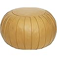 Thgonwid Handmade Storage Pouf Ottoman Foot Stool - Faux Suede Round Floor Cushion 21.6"x13" for Living Room, Bedroom, Wedding Decor, Unstuffed (Yellow)