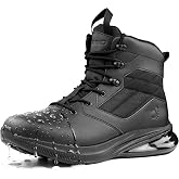 CENNID Men's Tactical Work Motorcycle Boots Orthopedic Zipper | Wide Waterproof Leather Lightweight Military Police Boots Comfortable Hiking Riding Shoes
