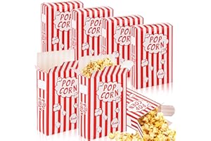 TINSKY 200 Pack Popcorn Boxes for Party 1.25 oz Pop Corners Bags Individual Servings Close-Top Paper Popcorn Containers Movie Theater Night Birthday Christmas (Red and White Striped)
