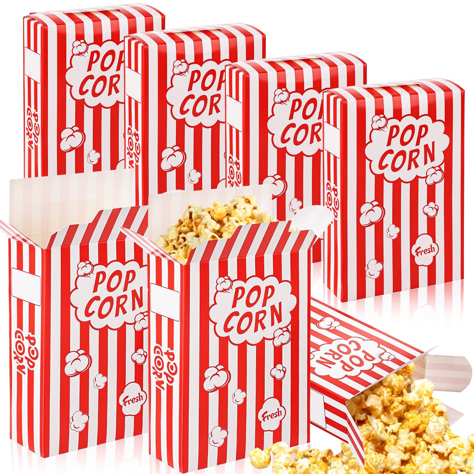 Photo 1 of 100 Pack Popcorn Boxes for Party 1.25 oz Pop Corners Bags Individual Servings Close-Top Paper Popcorn Containers Movie Theater Night Birthday Christmas
