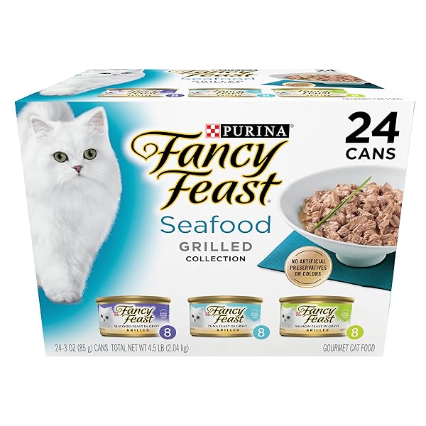 PURINA FANCY FEAST GRILLED WET CAT FOOD SEAFOOD COLLECTION IN WET CAT FOOD VARIETY PACK – (PACK OF 24) 3 OZ. CANS