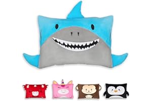 CoPiPa Toddler Pillow & Pillowcase Soft Plush Hypoallergenic 13 x 18 Inches Kids Decorative Shark Washable Bed Pillow for Sleeping, for Girls & Boys, Almohada para Niños Pequeños