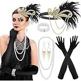 PLULON 1920s Flapper Great Gatsby Accessories Set Fashion Roaring 20's Theme Set