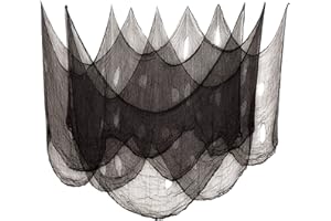 DealKits Halloween Creepy Cloth, Spooky Giant (30 x 420 in.) Cheese Cloth Tapestry for Halloween Party Supplies Decorations Outdoor Yard Home Wall Decor, Black