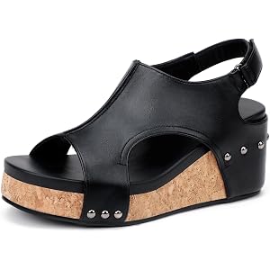 IDIFU IN3 Women's Platform Wedge Sandals Cork Open Toe Comfortable Sandal | Casual Dressy Summer Lightweight Adjustable Sling