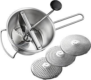 Gefu 89210 Passiergerät Flotte Lotte aus rostfreiem Edelstahl inkl. 3 Lochscheiben – Profi Sieb-Reibe zum Zerkleinern